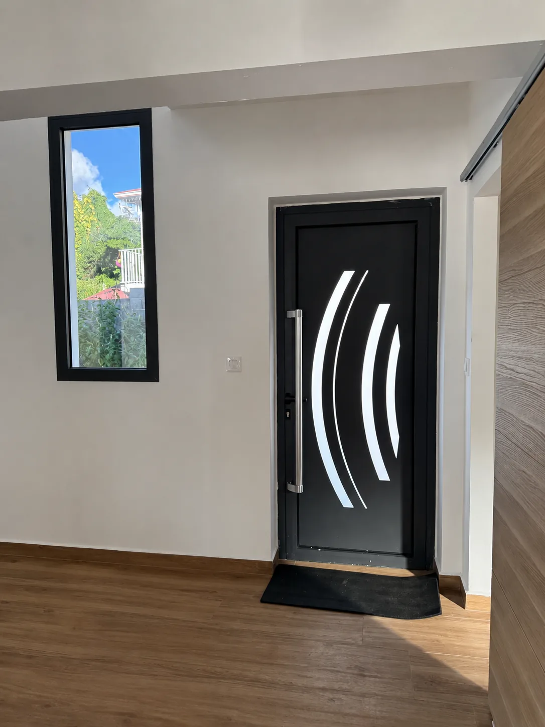 Porte d'entrée aluminium coloris anthracite